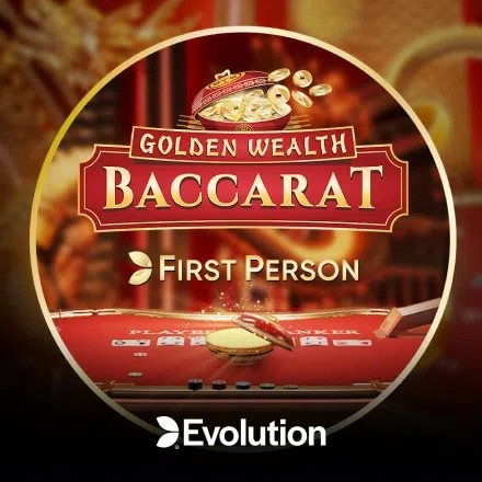 First Person Golden Wealth Baccarat logo by Evolution at rewards-casino